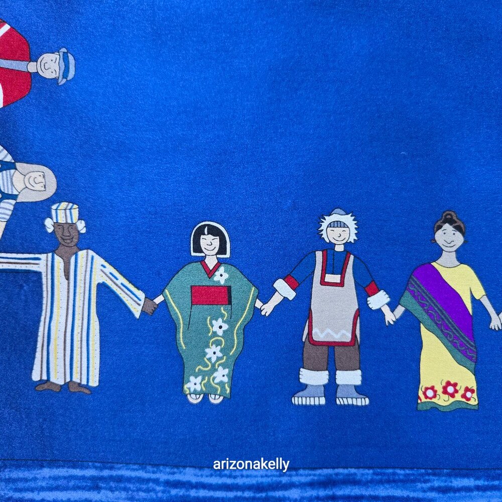 Unicef Silk Scarf World Peace Multicultural Holding Hands - Picture 3 of 11
